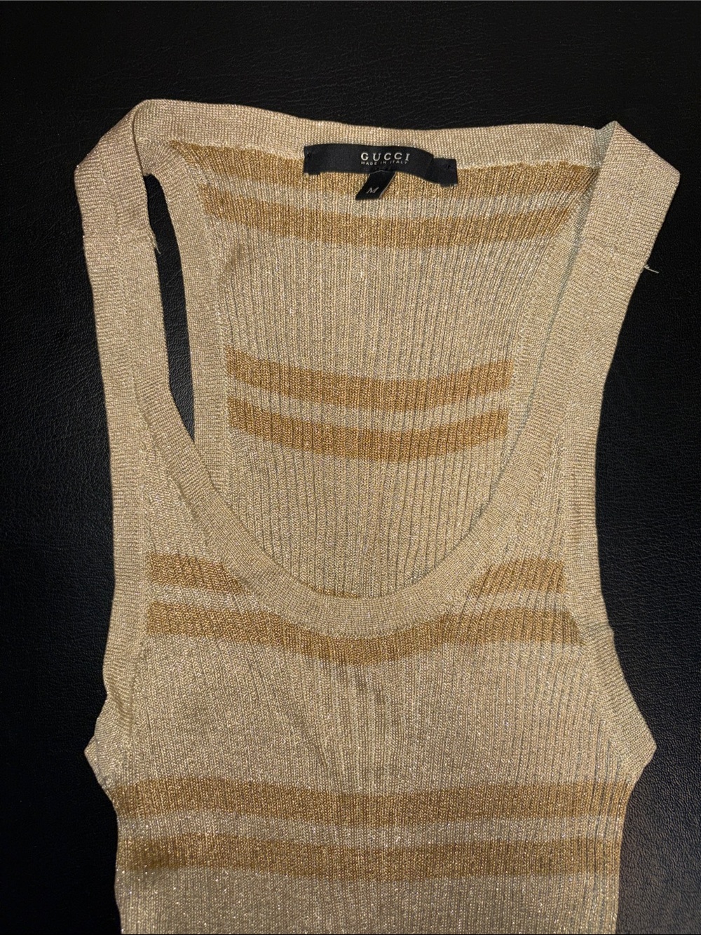 Gucci Striped metallic Knit Tank Top in Beige and Tan vintage medium
